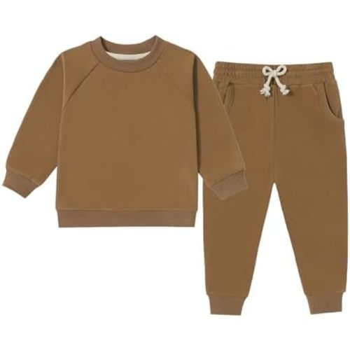 Baby Boys Sweatsuit Set Organic Cotton Toddler Boys Clothes Fall Outfits 2 Piece Top and Pants Clothing Sets