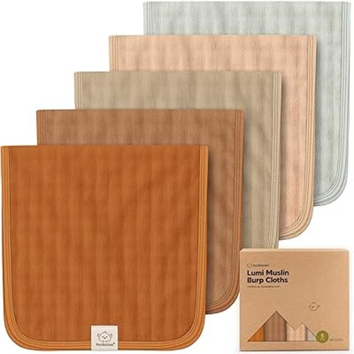 KeaBabies Cotton Muslin Burp Cloths Baby Boy, Girl - 5-Pack Soft & Absorbent Burping Cloth for Babies, Large Baby Towels & Washcloths for Newborn, Spit Up Rags, No Shrink, 20x10 (Spice)