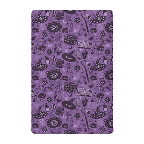 Fitted Crib Sheets for Boys Girls, Halloween Witch Soft Breathable Mattress Cover for Standard Crib & Toddler Bed Mattress, 52 * 28 in.