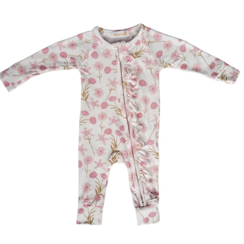 Frill Zip Romper | Ocean Floral – Little and Fern