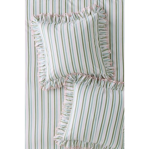 Martha Cotton Striped Ruffle Edge Euro Sham