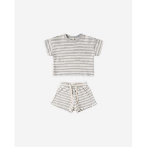 Waffle Tee + Short Set Sky Stripe