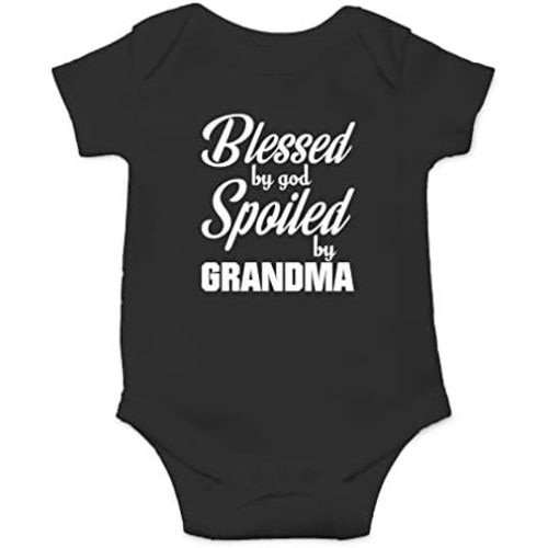 AW Fashions Blessed By God, Spoiled By Grandma Baby Bodysuit Cute Girl Newborn Apparel Funny Boy Clothes
