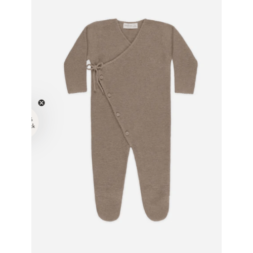 Wrap Knit Footie Heathered Mocha 3-6 Month