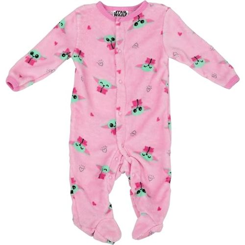 STAR WARS Baby Girls Baby Yoda Pajamas One Piece - Baby Footie Pajamas - Baby Girl Sleepers