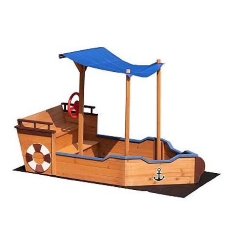 Sturdy fir wood toy box with canopy