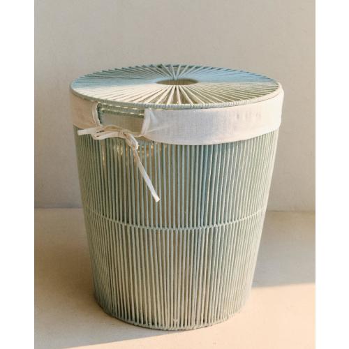 COTTON LINED LAUNDRY BASKET WITH LID