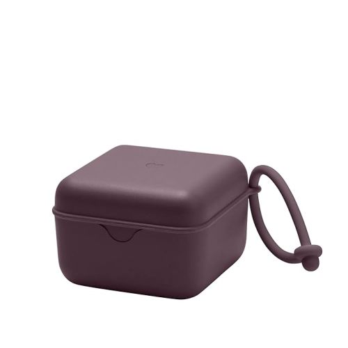 BIBS Pacifier Box with Strap. Pacifier Holder and Steriliser case. 100% BPA Free Food-Grade Material - Plum