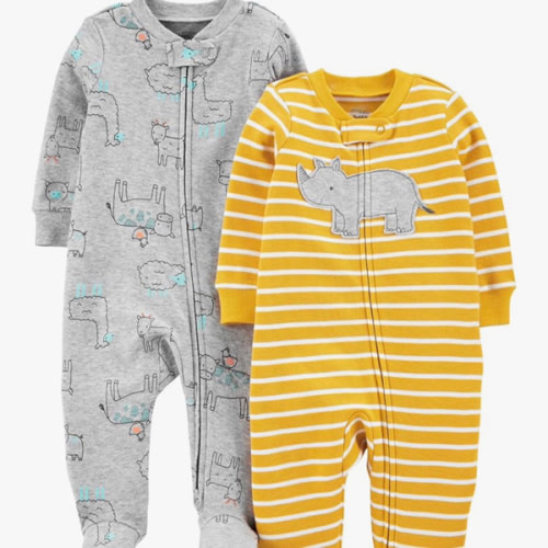 Simple Joys by Carter's baby-boys 2-way Zip Thermal Footed Sleep and Play, Pack of 2