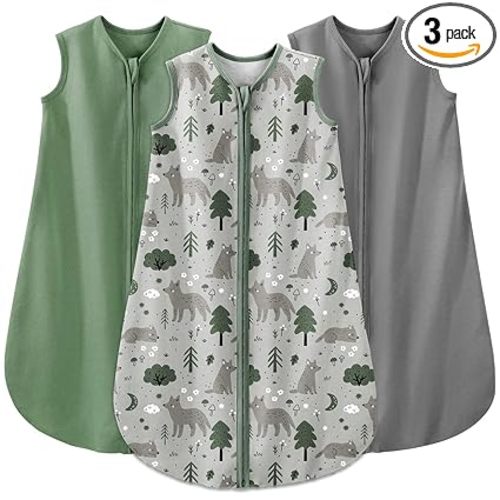Yoofoss Baby Sleep Sack 0-6 Months Baby Wearable Blanket 100% Organic Cotton 2-Way Zipper Toddler Sleeping Sack, 3 Pack Soft Lightweight Sleep Sacks for Babies