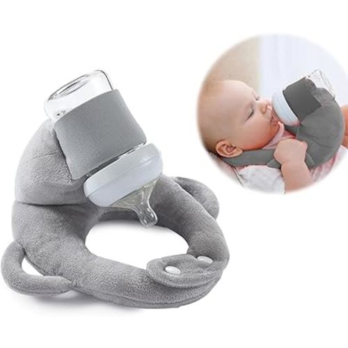 Baby Bottle Holder,Self Feeding Support Pad for Hands Free Bottle Feeding,Drying Rack Bottle (Grey)