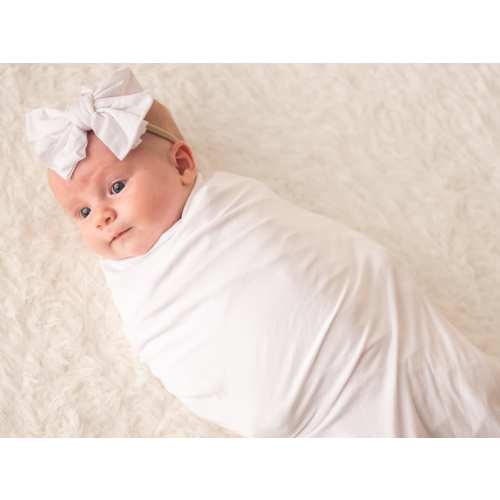 Bamboo Baby Swaddle Blanket with Headband or Knot Hat