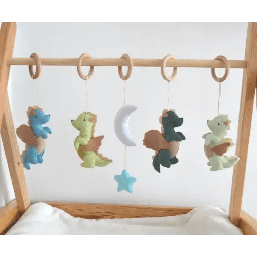 Dragon Hanging Felt Toys, Fantasy Dragons Toys for Baby Play Gym, Dragon Nursery Decor, Baby Gift