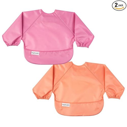 Tiny Twinkle Long Sleeve Bib for Babies & Toddlers | 2-Pack Waterproof Smock Bib for Eating | Machine Washable & Mess-Proof Feeding Essentials | Newborn Shower Gift (Sweet Treat,6–24M)