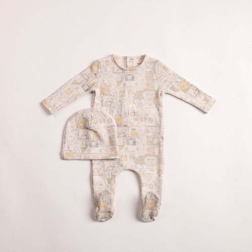 Bee & Dee Girl Print Dollhouse Footie/Beanie