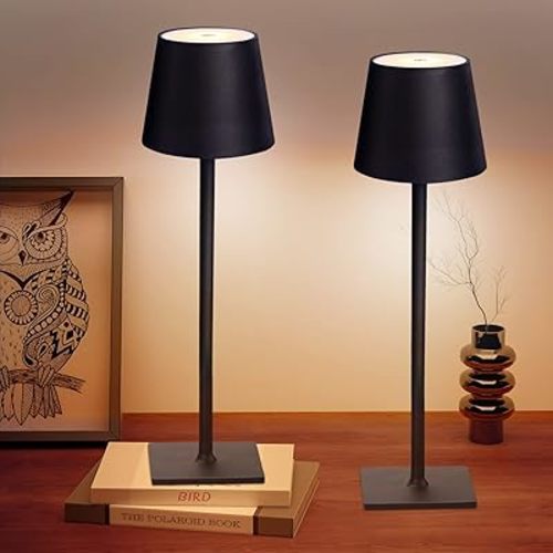 CHLORANTHUS 2 Pack Cordless Table Lamps, 3 Colors Stepless Dimming, 5000mAh Rechargeable Battery LED Desk Lamp for Bedroom/Couple Dinner/Desk/Cafe/Dining Room/Terrace
