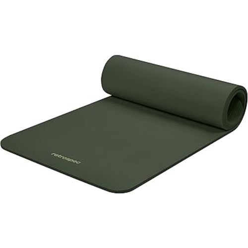 Retrospec Solana Yoga Mat Thick 1/2in Non-Slip Workout Mat with Nylon Strap - 72x24in Exercise Mat for Pilates, Stretching & Fitness - BPA Free, Easy Clean