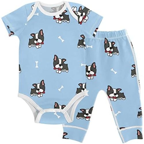 vvfelixl Baby Clothes Set - Cute Cartoon Pattern Bodysuits & Pants Set - Unisex 0-24 Months