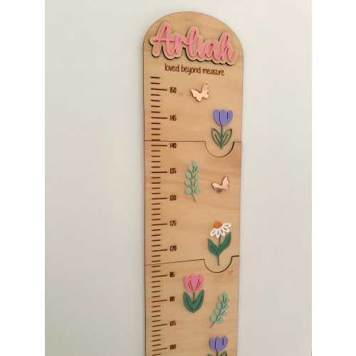 Wildflower Growth Chart | Personalised Growth Chart | Flower Height Chart | Floral Growth Chart | Acrylic Growth Chart | Wooden Ruler