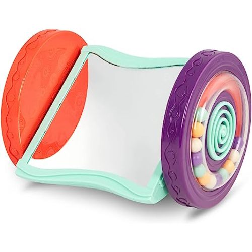 B. toys – Baby Toys Mirror with Rolling Sensory Wheels – Interactive Roly– Poly Mirror for Tummy Time & Crawling – Early Learning for Infant Development – 0+ Months
