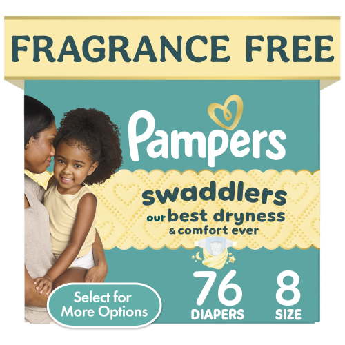 Pampers Swaddlers Fragrance Free Baby Diapers Size 8, 76 Count (Select for More Options)