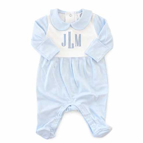Monogrammed Infant Sleeper Footie – Custom Embroidered Baby Outfit