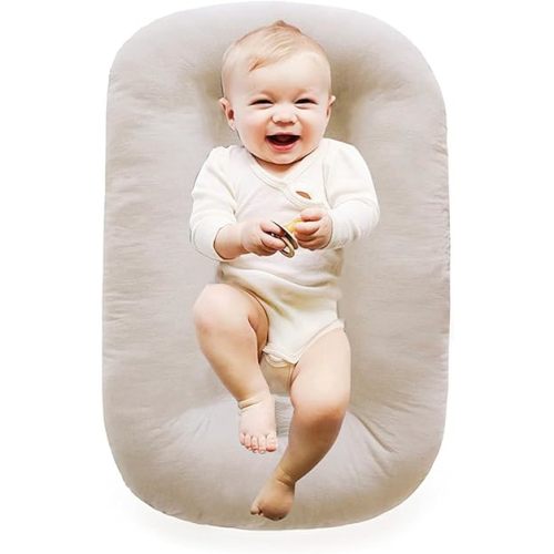 100% Cotton Baby Lounger for Newborn 0-24 Months(Apricot)