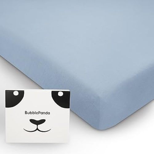 BubblePanda Rayon Made from Bamboo Crib Sheets for Baby Boys Girls Neutral Soft Stretchy Fitted Crib Mattress Sheet Standard 52" x 28" (Blue)