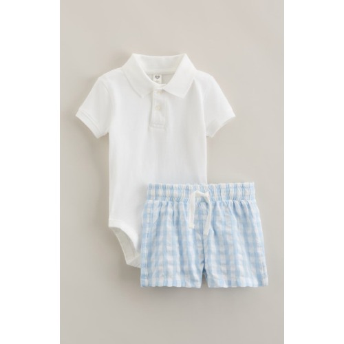 Cotton Polo Bodysuit & Shorts Set