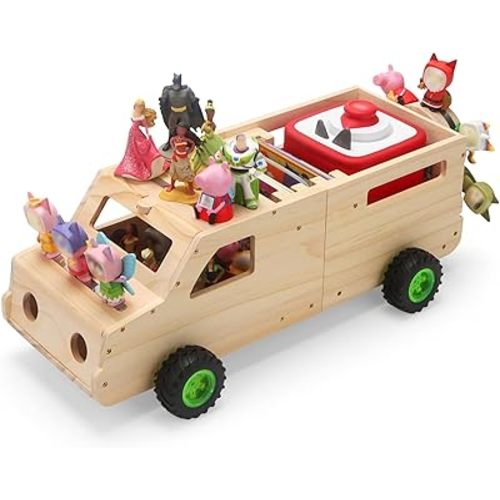 Storage for Toniebox 2 and Toniebox 1 Tonie Figures Characters Shelf,Magnetic Organizer for 30+ Figures, Tonieplay Games & Controller, Wooden Magnetic Shelf for Kids