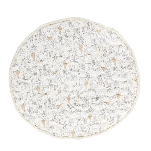 Crane Baby Activity Mat, Infant and Baby Quilted Playmat for Boys and Girls, Woodland Print, 40” x 40”