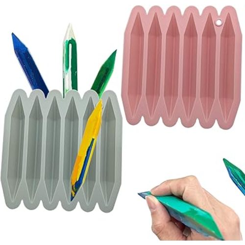 DLUCKY Crayon Recycling Mold 2 Pack, Double Tipped 3D Silicone Mold, Oven Safe, Pure Silicone, Reusable