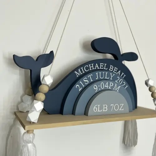 Whale Stacker - Sealife Nursery Decor with Navy Whale Shelf Accessories — Newest launches keeping up with trending nursery decor styles