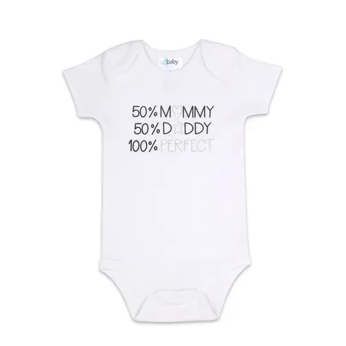 4Baby Slogan Bodysuit 100% Perfect White | Baby Bunting AU