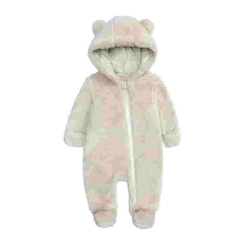 NOKIO Baby Girl Velvet Romper Pants Children's Jumpsuit Autumn And Winter Solid Color Thick Cute Cartoon Long Zipper Plush Climbing Suit Party Birthday Outing