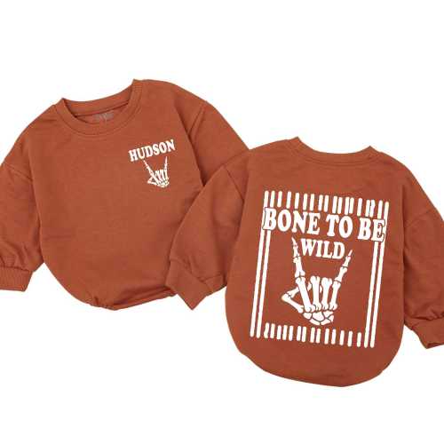 Bone to Be Wild Romper, Custom Name Western Baby Cowboy