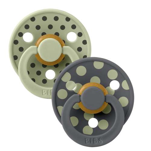 Pacifier Bibs (2) 0-6m - Polka Sage (Size 1)