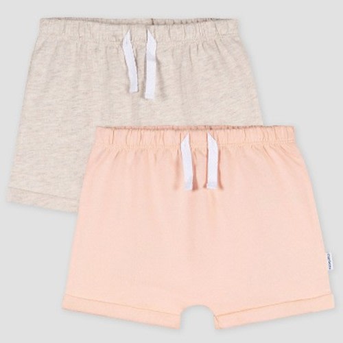 Gerber Baby 2pk Pull-On Shorts - Pink 0-3M