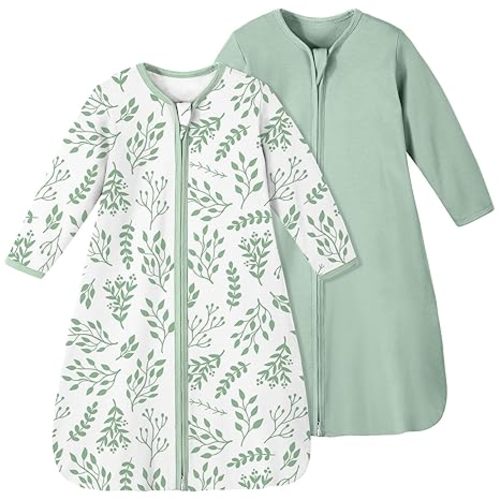 Yoofoss Baby Sleep Sack 3-6 Months 100% Organic Cotton Long Sleeve Wearable Blanket Baby 2-Way Zipper 0.5 Tog Newborn Sleeping Sack, Lightweight