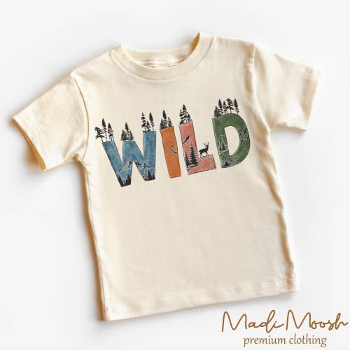 Retro Wild Camping Outdoors Kids Shirt - Hiking Outdoors Adventure Kids Shirt - Natural Toddler Tee