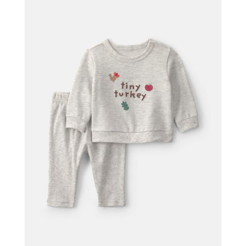 NEWBORN Baby 2-Piece 'Tiny Turkey' French Terry Top & Pant Set - Grey | Carter's