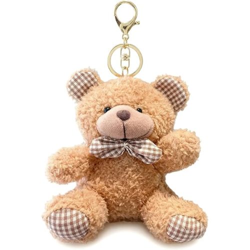 Bear Stuffed Animals Mini Plush Toy Keychain Small Plushies for Kids Girls Boys 4.9 Inch (Keychain Bear Brown)
