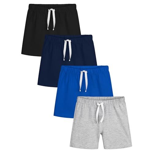 Resinta 4 Pack Baby Boys' Cotton Shorts Toddler Boy Soft Casual Pull-On Shorts Elastic Waist Kids Clothes for Summer