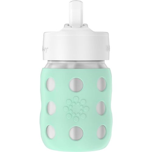 Lifefactory 8-Ounce Stainless-Steel Vacuum-Insulated Wide-Neck Baby Bottle with Straw Cap, Mint, LS2241WMI4