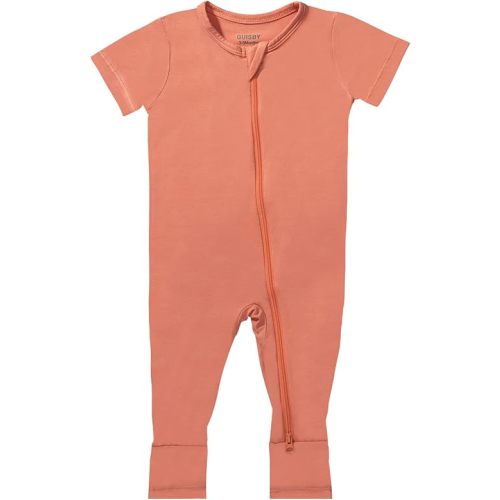 GUISBY Rayon Made from Bamboo Baby Pajamas, Summer Short Sleeve Footless Rompers, 2 Way Zipper Sleeper