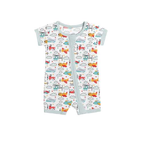Airplanes and Helicopters Bamboo Shorty Zippered Romper – Zumbamboo