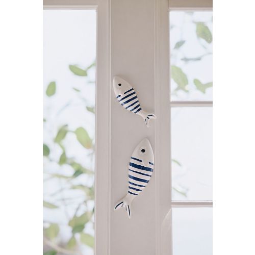 Stripe Fish Ceramic Gallery Wall Charms, Set of 2