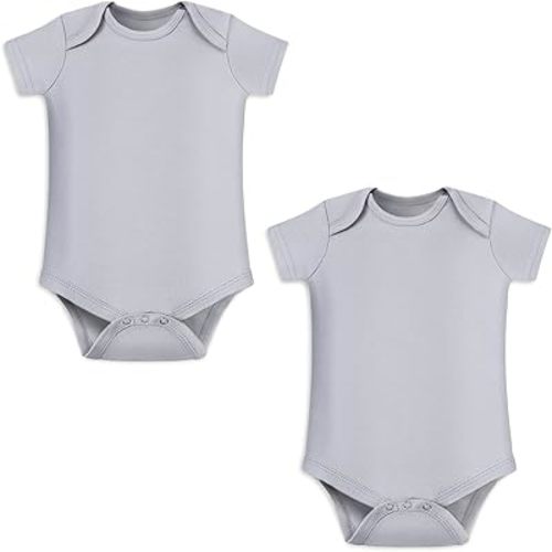 Unisex Baby Bodysuit, 100% Organic Cotton Short Sleeve Clothes, Ultra Soft Newborn Essentials for Boys & Girls