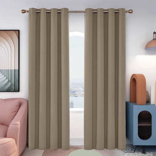 Deconovo Blackout Curtains Set of 2, 84 inches Long - Solid Thermal Insulated Bedroom and Living Room Curtains (52x84 inch, Khaki, Set of 2)