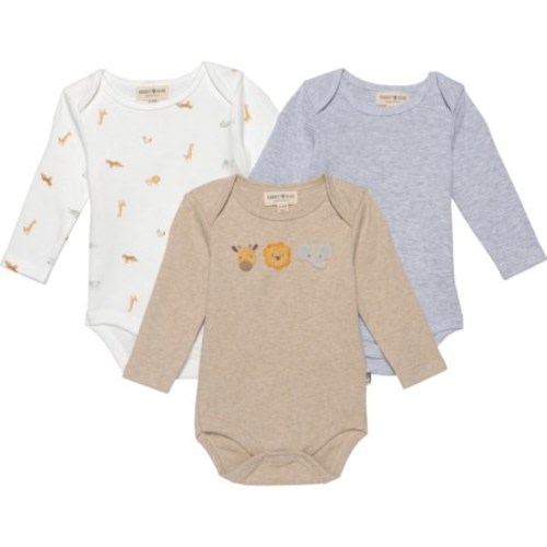 Rabbit + Bear Organic Infant Boys Organic Cotton Baby Bodysuits - 3-Pack, Long Sleeve - Save 44%